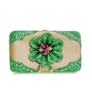 Rhinestone Green Western Hard Case Collection Women's Wallets
